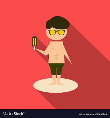 Boy eating ice cream cartoon picture isolated on vector image