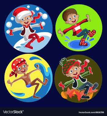 Boy foliage seasons vector image