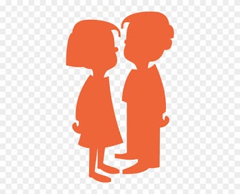 Boy Girl Silhouette Orange Clip Art - Cartoon Girl And Boy