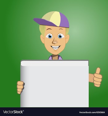 Boy holding a blank book vector image