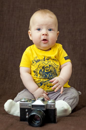 Boy in Yellow Crew-neck T-shirt and Gray Bottoms