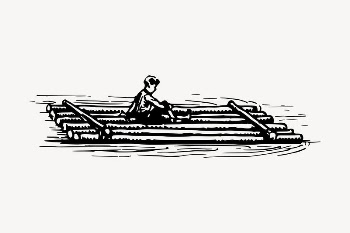 Boy on raft drawing, vintage | Free Vector Illustration - rawpixel