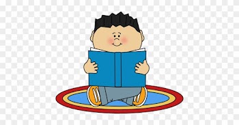 Boy Reading On A Rug Clip Art Image - Clipart Of A Girl Reading