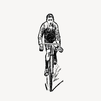 Boy riding bicycle clipart, vintage | Free Vector - rawpixel