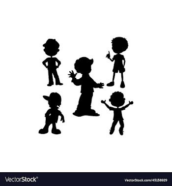 boy set silhouette icon logo