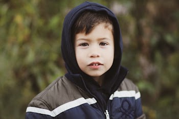 Boy Wearing Blue and Gray Full-zip Hoodie