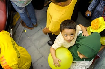 Boy Wearing Yellow Crew Neck T-shirt