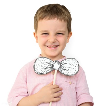 Boy with a paper bowtie | Free stock psd mockup - 7121