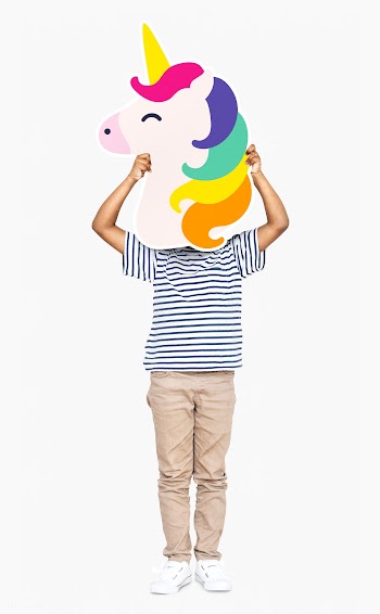 Boy with a unicorn | Free stock psd mockup - 491965