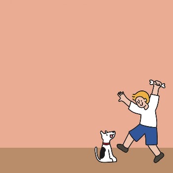 Boy with dog illustration, pink | Free Photo - rawpixel