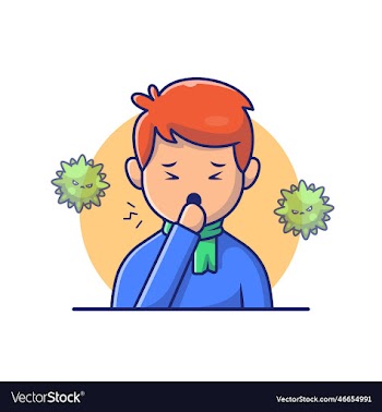 boy with fever and flu cartoon