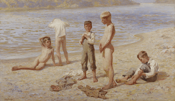 Boys Bathing (1894) painting in high | Free Photo - rawpixel