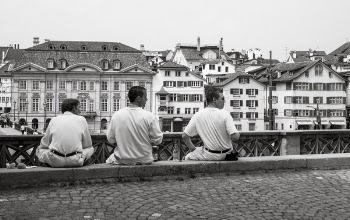 Boys Sitting on a Wall Free Photo 