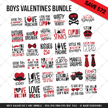 Boys Valentine's Day Bundle – SVG, DXF, EPS, Digital Cutting Files ...
