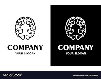 brain and human meditation icon logo design