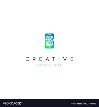 Brain cell mobile phone creative logo design vector image