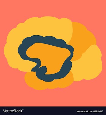 Brain in flat monochrome color on white background vector image