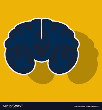 Brain in sticker monochrome color on white vector image