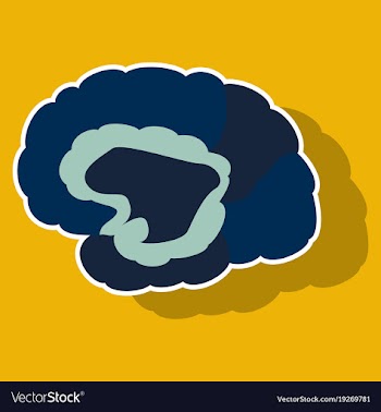 Brain in sticker monochrome color on white vector image