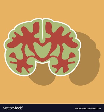 Brain in sticker monochrome color on white vector image