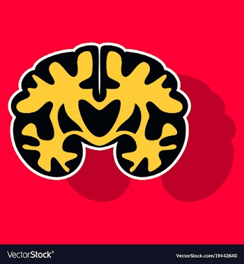 Brain in sticker monochrome color on white vector image
