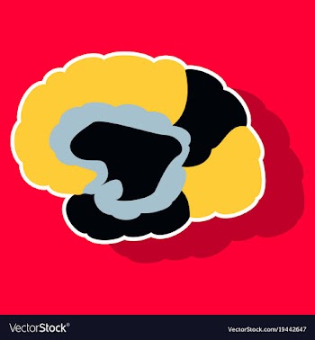 Brain in sticker monochrome color on white vector image