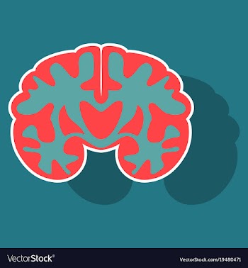 Brain in sticker monochrome color on white vector image