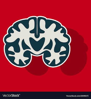 Brain in sticker monochrome color on white vector image