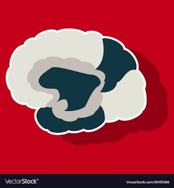 Brain in sticker monochrome color on white vector image