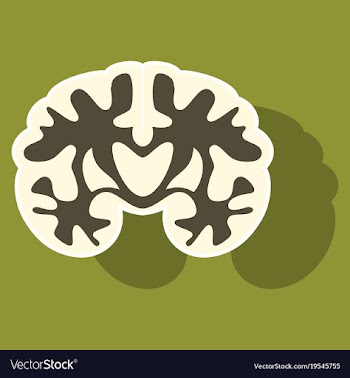 Brain in sticker monochrome color on white vector image