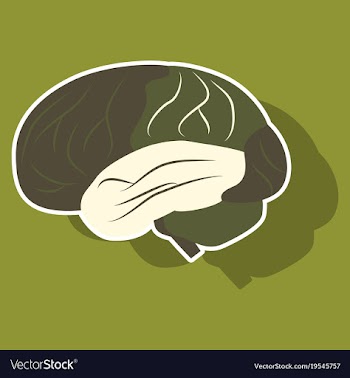 Brain in sticker monochrome color on white vector image
