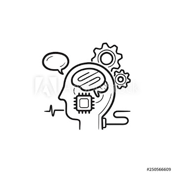 Brain machine interface hand drawn outline doodle icon
