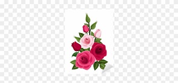 Branch Of Red And Pink Roses, Buds And Leaves - Rose
