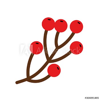 branch with holly fruits traditional christmas design