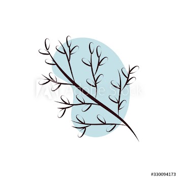 branch with leafs hand draw style