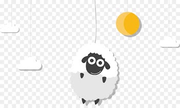 Brand Text Cartoon Illustration - Eid al Fitr white lovely sheep 