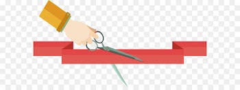 Brand Text Illustration - Red ribbon ribbon cutting 