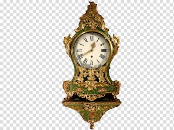 , brass-colored framed analog cuckoo clock transparent background PNG clipart