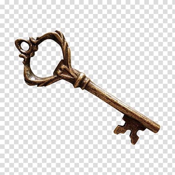 Brass-colored skeleton key, Digital scrapbooking Key, Retro key transparent background PNG clipart