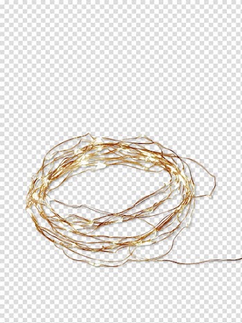 Brass-colored wire illustration, Garland Lighting Jewellery Christmas lights, fairy lights transparent background PNG clipart