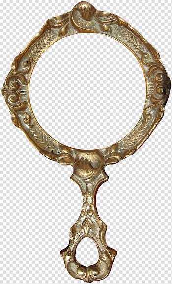 Brass hand mirror frame, Mirror frame Gold, Classical Mirror transparent background PNG clipart