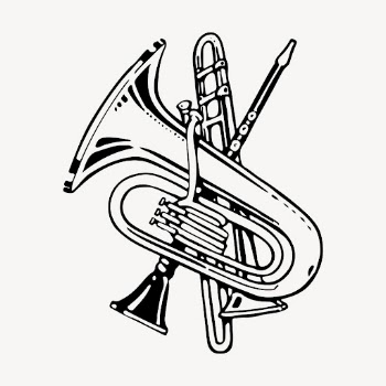 Brass instruments drawing, vintage music | Free Vector - rawpixel
