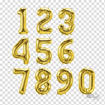 Brass Number Gold Toy balloon Material, Silver 3d number transparent background PNG clipart