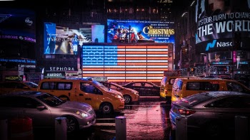 Braved an aggressive winter storm in downtown New York City to get this shot. Weather-sealed camera, but not weather-sealed clothing.