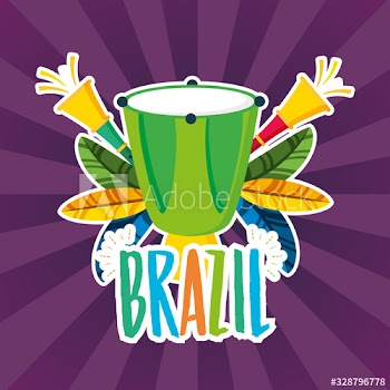 brazil carnival poster with drum instrument