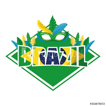 brazil carnival poster with lettering and mask