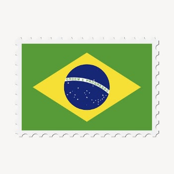 Brazil flag clipart, postage stamp | Free Vector - rawpixel