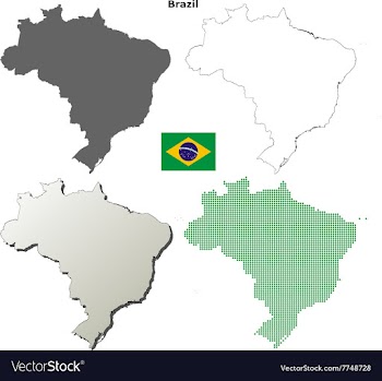 Brazil outline map set vector image