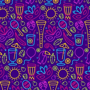 Brazilian carnival pattern in hand drawn Free Vector