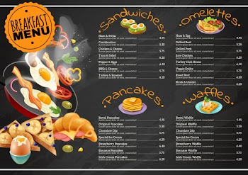 Breakfast menu on chalkboard Free Vector